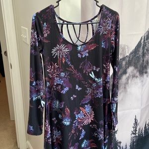 Black with purple long sleeve dress.